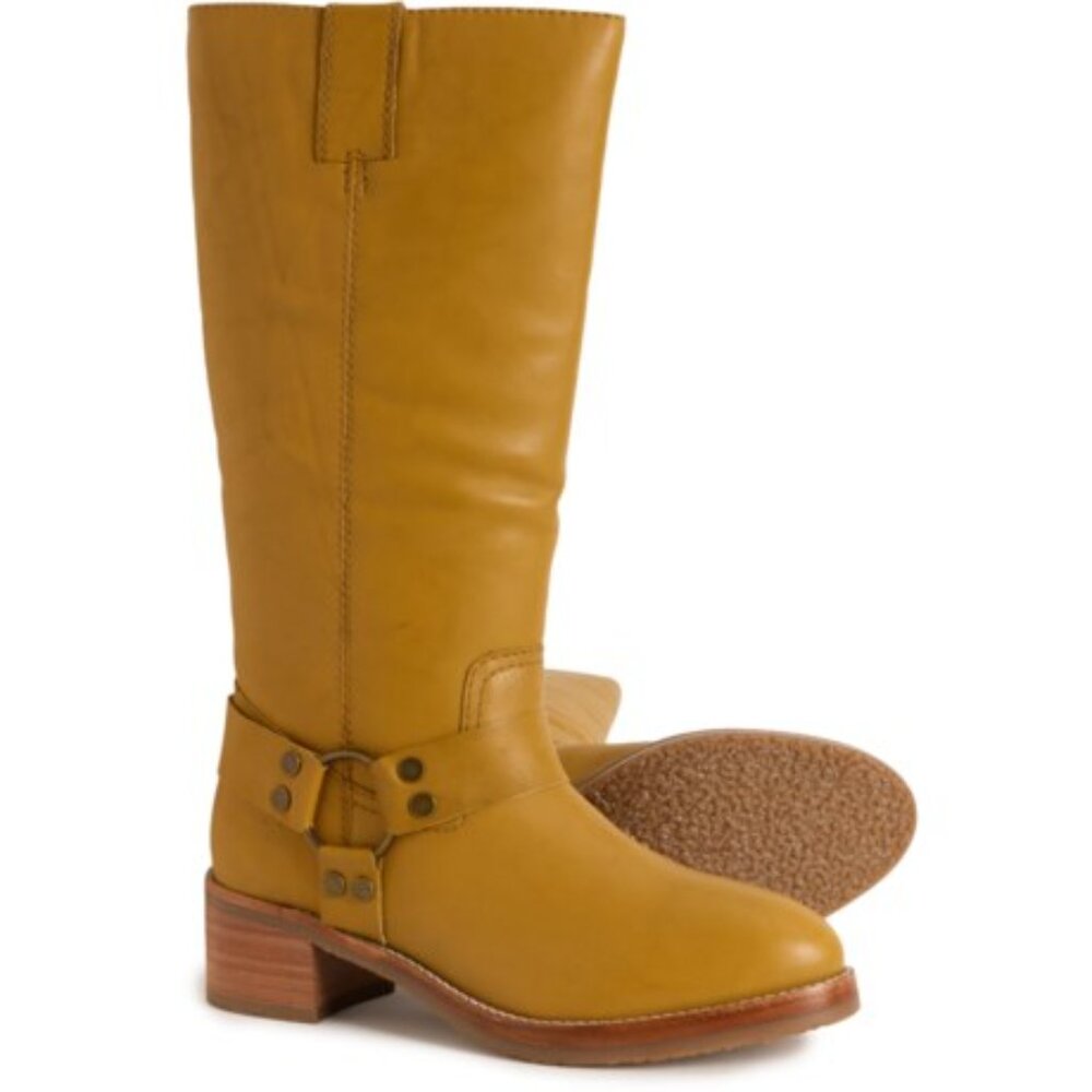 FRYE Free People Leather Camryn Tall Shaft Boots in Mustard NIB Campus 14L Style - Picture 7 of 8